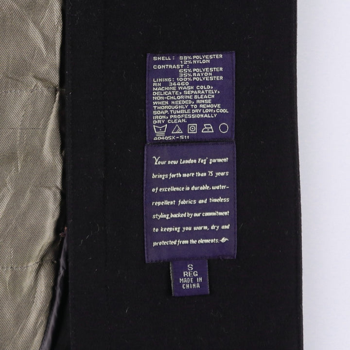 London Fog Hooded Balmacaan Coat, Women's, Size S polyester black type Vintage Second Hand
