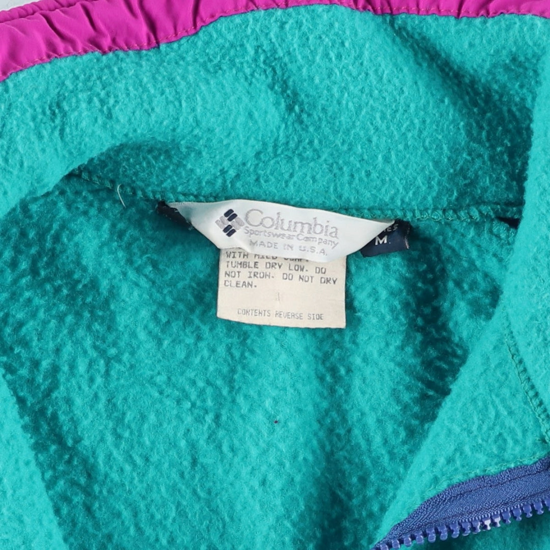 90'S Columbia White Tag Fleece Jacket, Made in USA, Women's Size Medium, Vintage polyester turquoise blue Vintage Second Hand