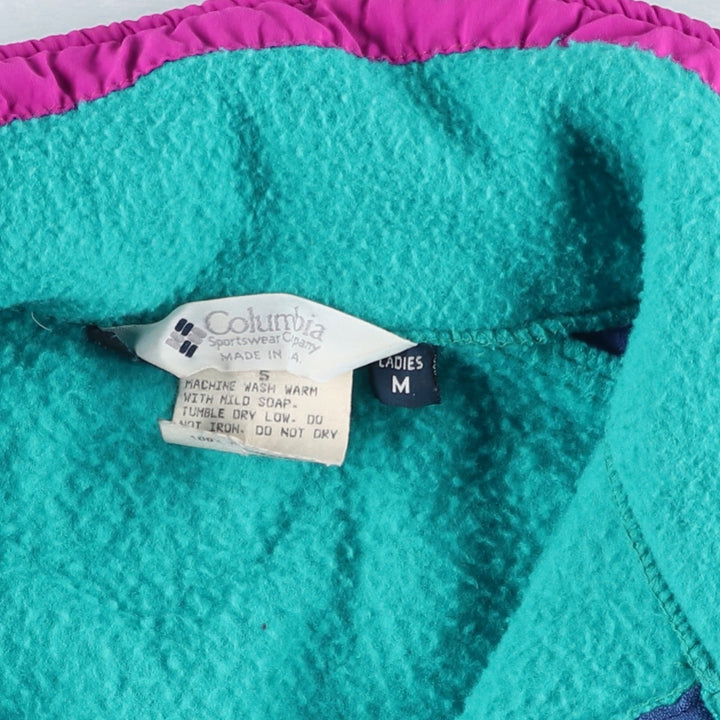 90'S Columbia White Tag Fleece Jacket, Made in USA, Women's Size Medium, Vintage polyester turquoise blue Vintage Second Hand