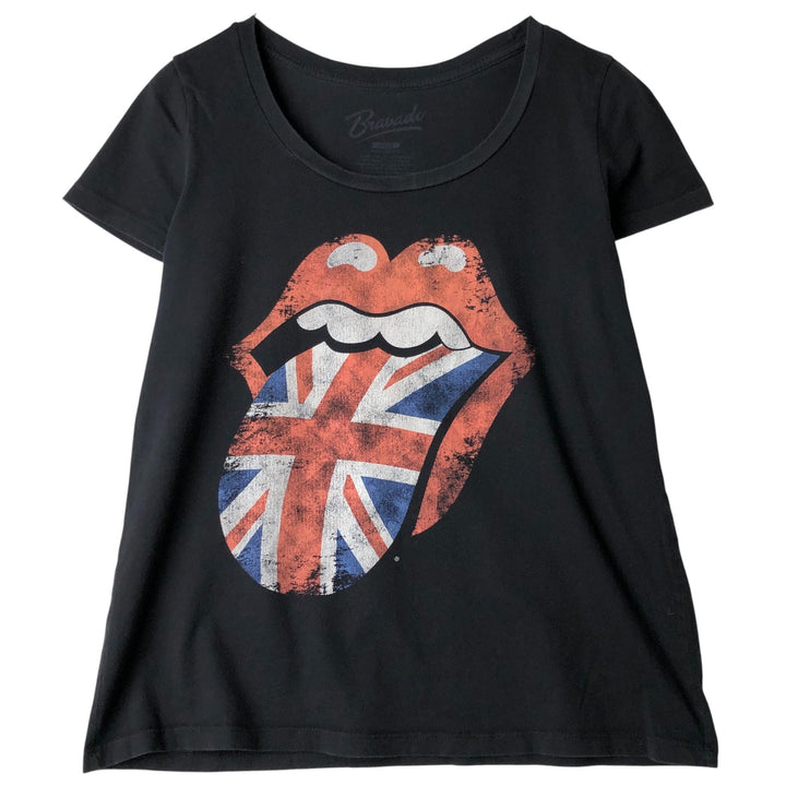 THE ROLLING STONES band T-shirt, women's size S cotton black type Vintage Second Hand