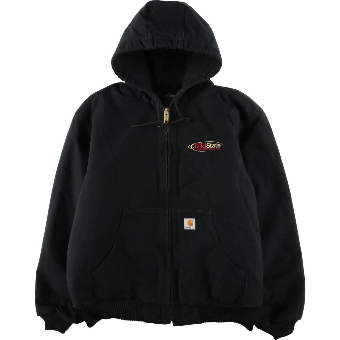 2000'S Carhartt Active Jacket, Padded Duck Full Zip Hoodie, Men's Size XL cotton black type Vintage Second Hand