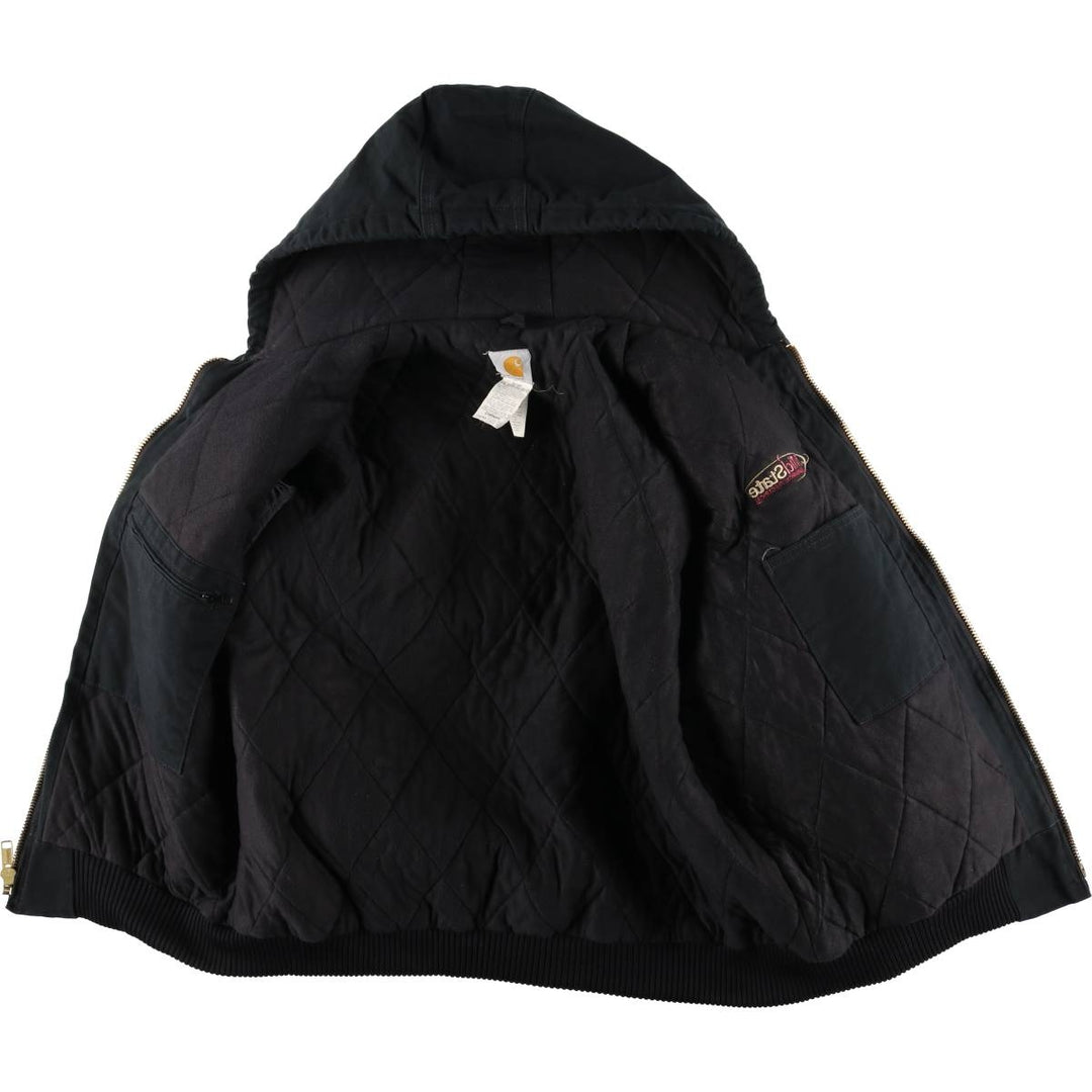 2000'S Carhartt Active Jacket, Padded Duck Full Zip Hoodie, Men's Size XL cotton black type Vintage Second Hand