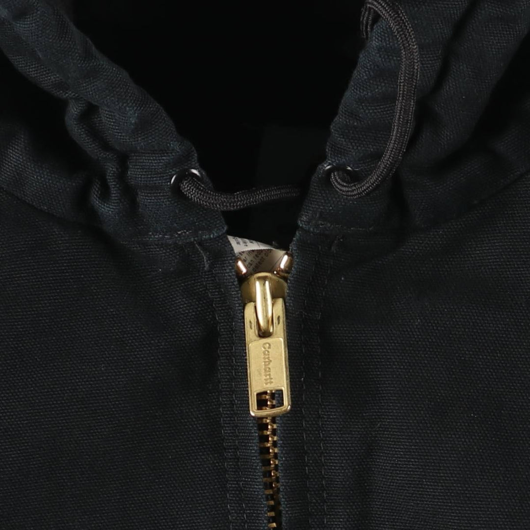 2000'S Carhartt Active Jacket, Padded Duck Full Zip Hoodie, Men's Size XL cotton black type Vintage Second Hand