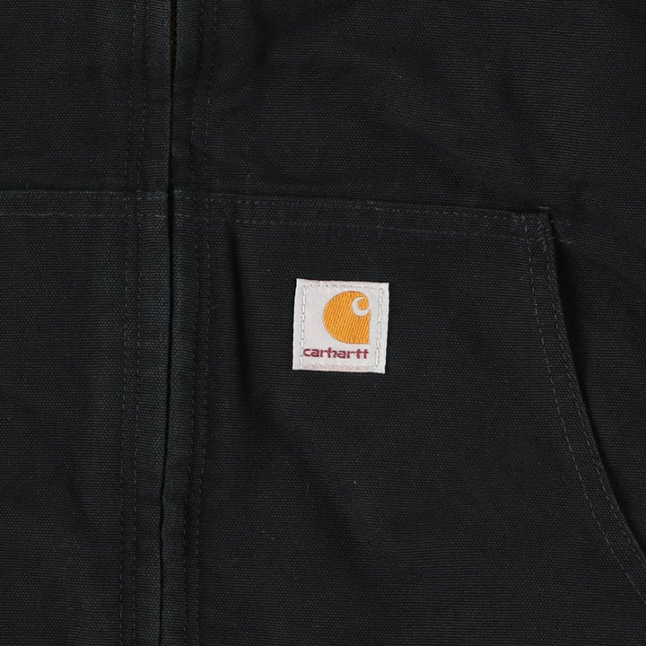 2000'S Carhartt Active Jacket, Padded Duck Full Zip Hoodie, Men's Size XL cotton black type Vintage Second Hand