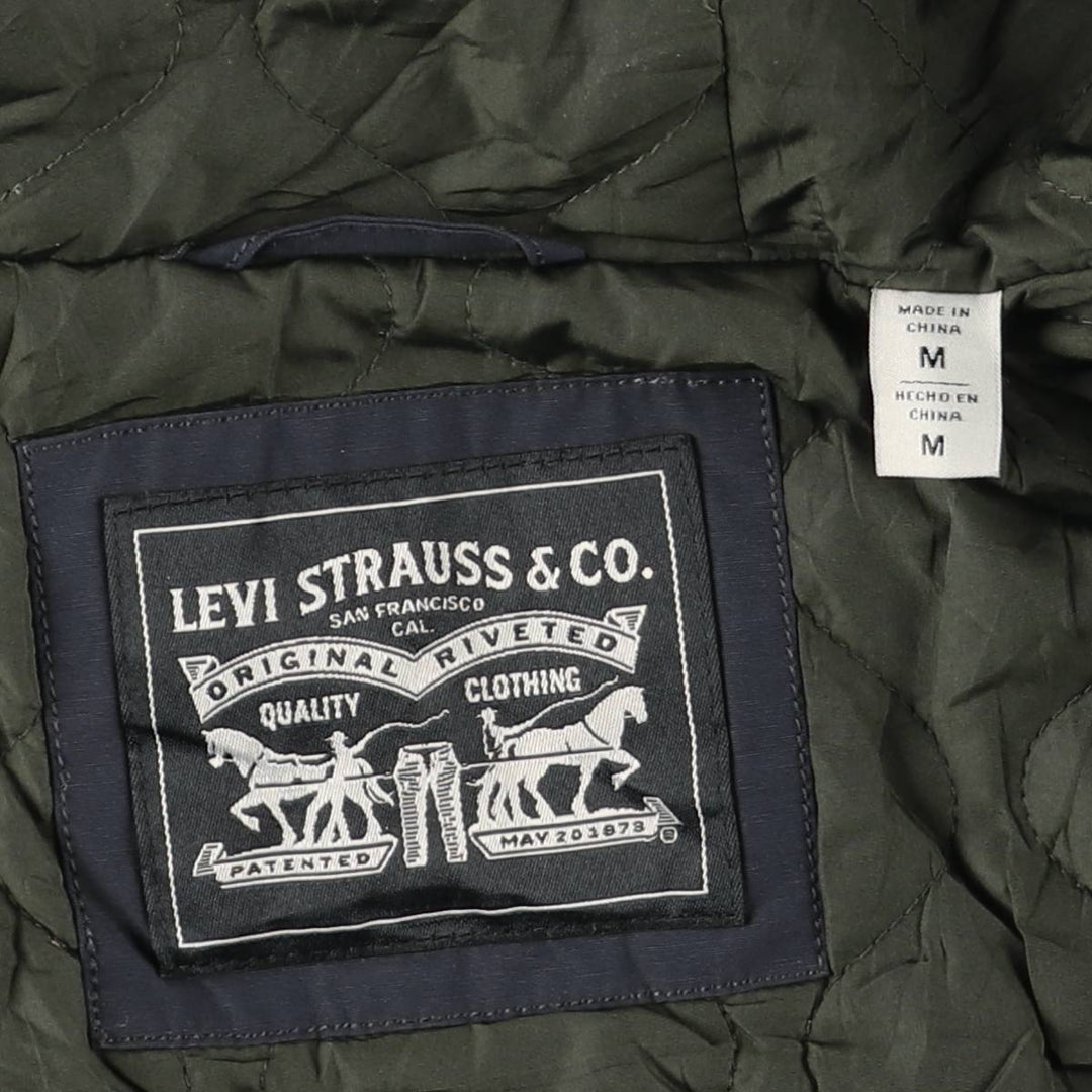 Levi's padded hoodie/puffer jacket, size M cotton navy blue type Vintage Second Hand