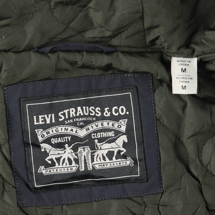 Levi's padded hoodie/puffer jacket, size M cotton navy blue type Vintage Second Hand