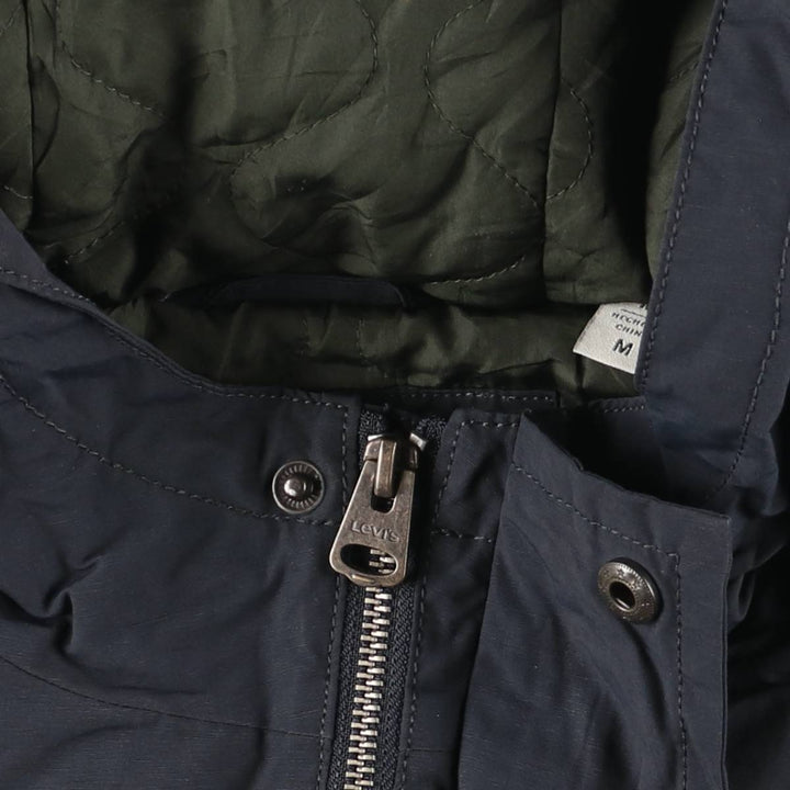 Levi's padded hoodie/puffer jacket, size M cotton navy blue type Vintage Second Hand