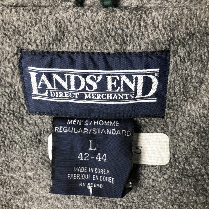 2000'S Lands' End padded puffer jacket, men's size L Nylon dark green Vintage Second Hand