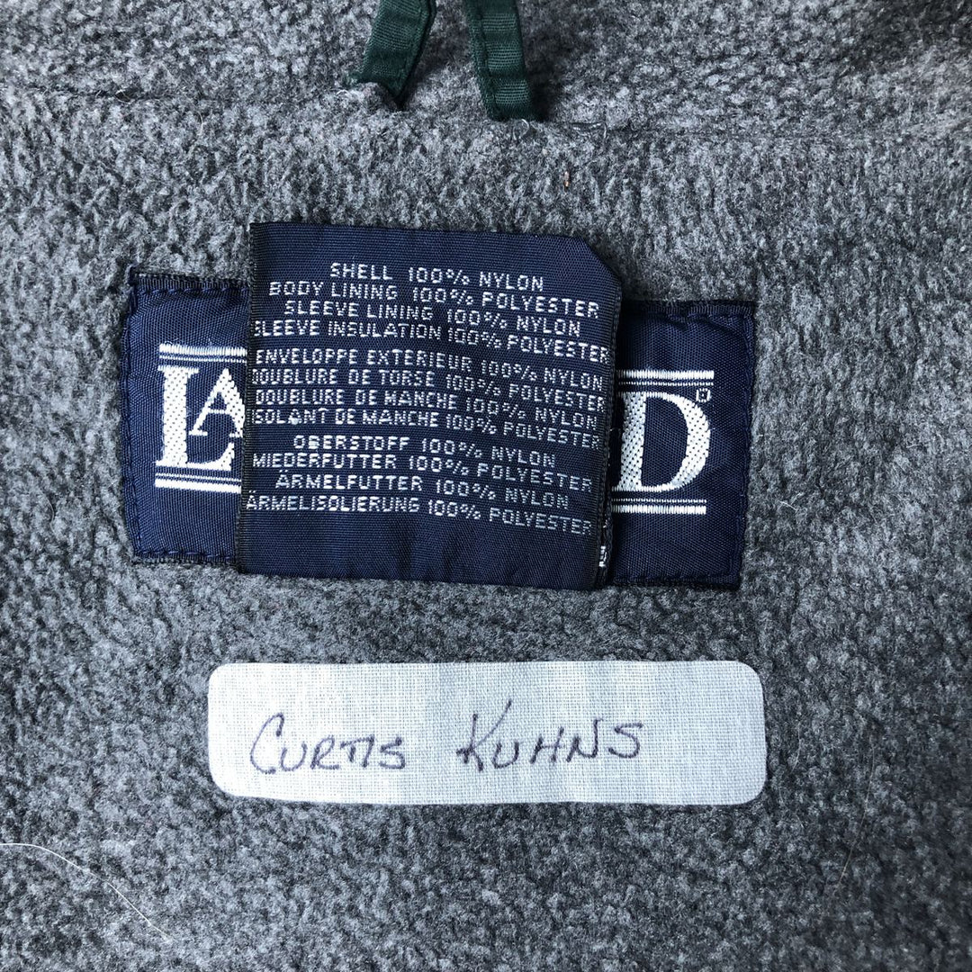 2000'S Lands' End padded puffer jacket, men's size L Nylon dark green Vintage Second Hand