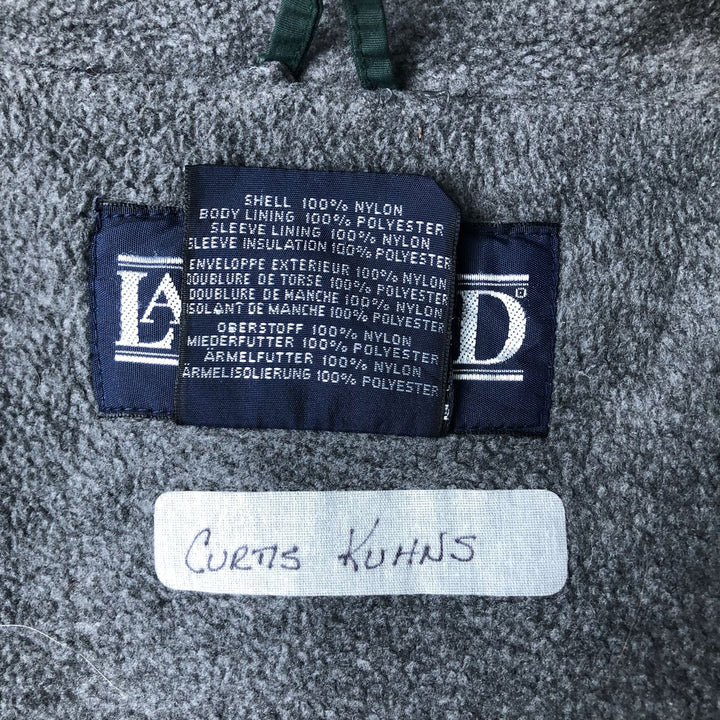 2000'S Lands' End padded puffer jacket, men's size L Nylon dark green Vintage Second Hand