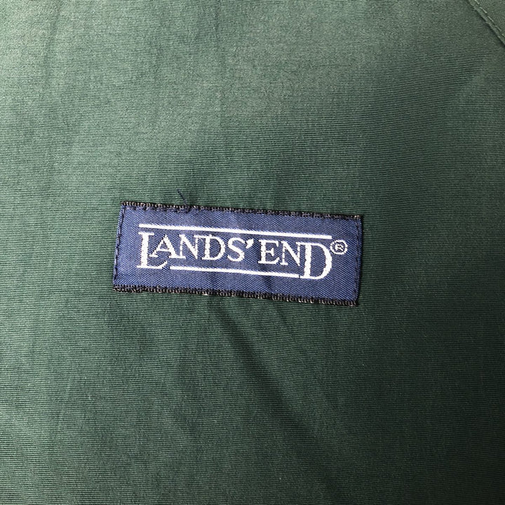 2000'S Lands' End padded puffer jacket, men's size L Nylon dark green Vintage Second Hand