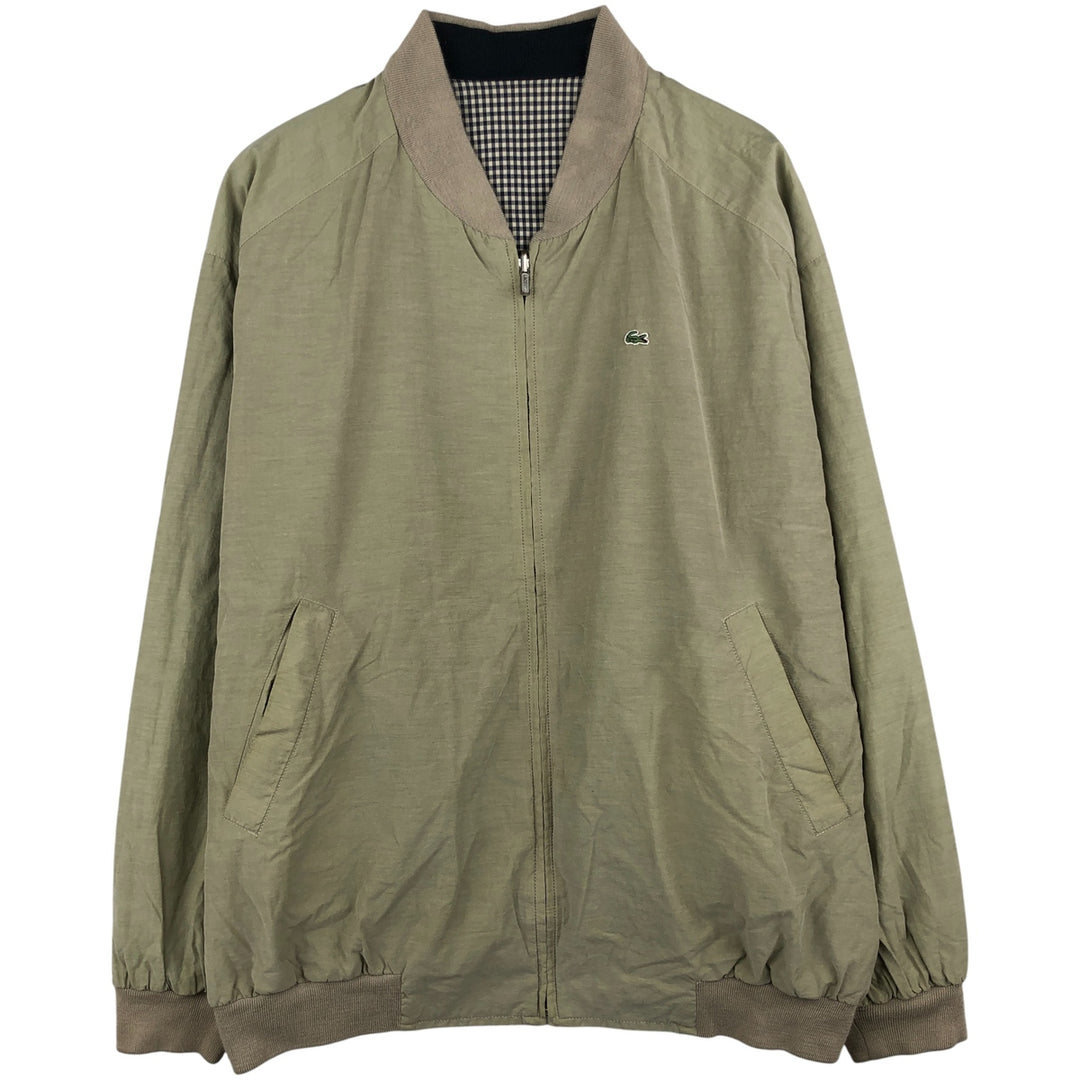 Lacoste Check Pattern Gingham Check Reversible Cotton Jacket, Men's Size XL cotton Khaki type beige Vintage Second Hand