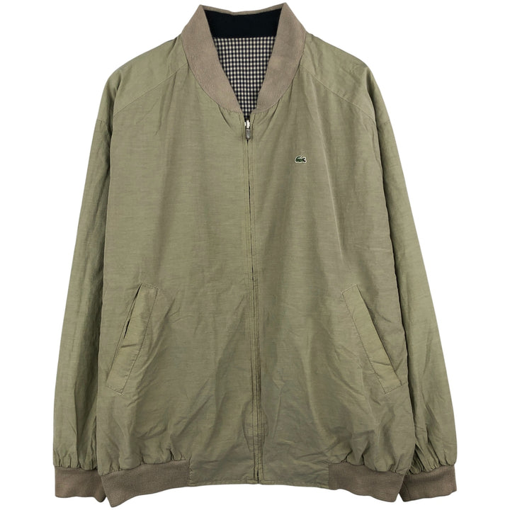 Lacoste Check Pattern Gingham Check Reversible Cotton Jacket, Men's Size XL cotton Khaki type beige Vintage Second Hand