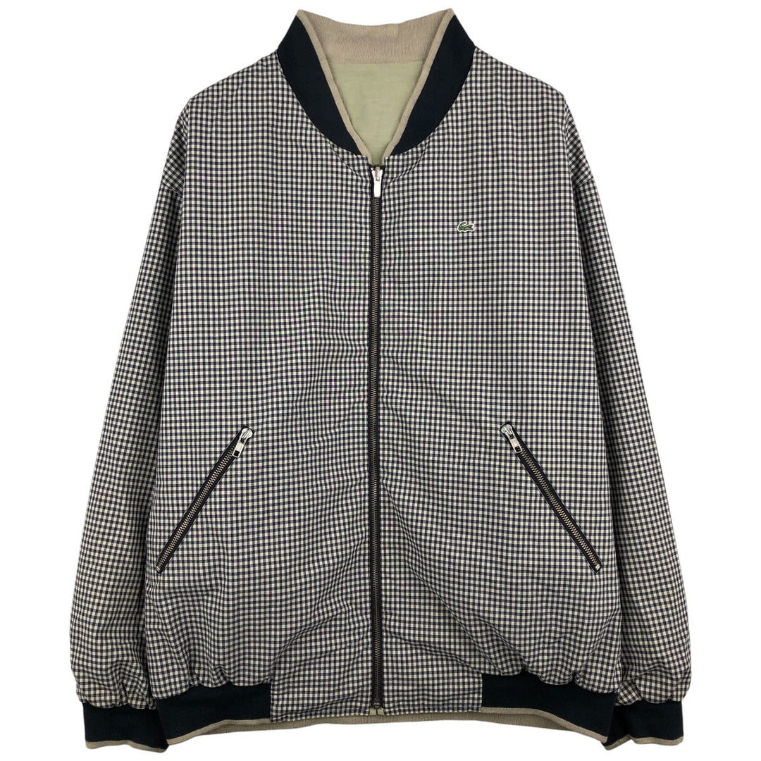 Lacoste Check Pattern Gingham Check Reversible Cotton Jacket, Men's Size XL cotton Khaki type beige Vintage Second Hand