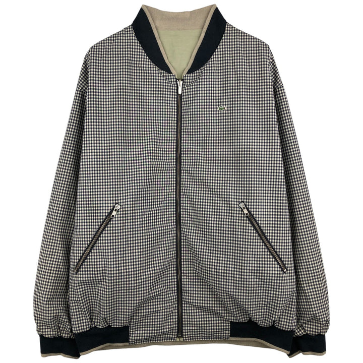 Lacoste Check Pattern Gingham Check Reversible Cotton Jacket, Men's Size XL cotton Khaki type beige Vintage Second Hand