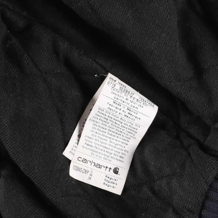Carhartt Padded Active Jacket, Duck Full Zip Hoodie, Men's Size L cotton navy blue type Vintage Second Hand