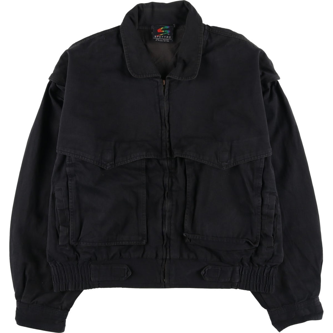 SPETTRO Collared Cotton Blouson, Men's Size L cotton black type Vintage Second Hand