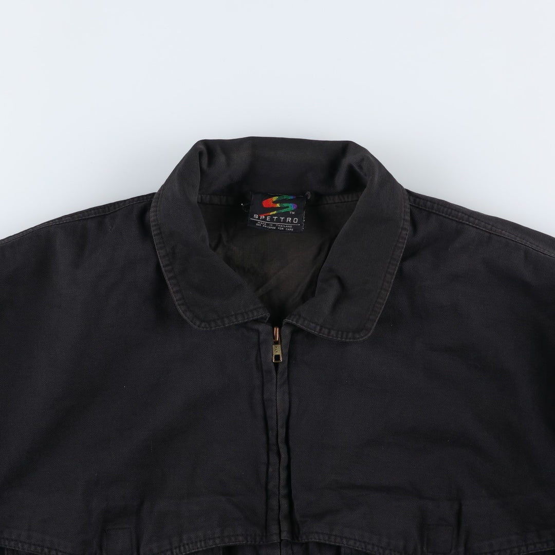 SPETTRO Collared Cotton Blouson, Men's Size L cotton black type Vintage Second Hand