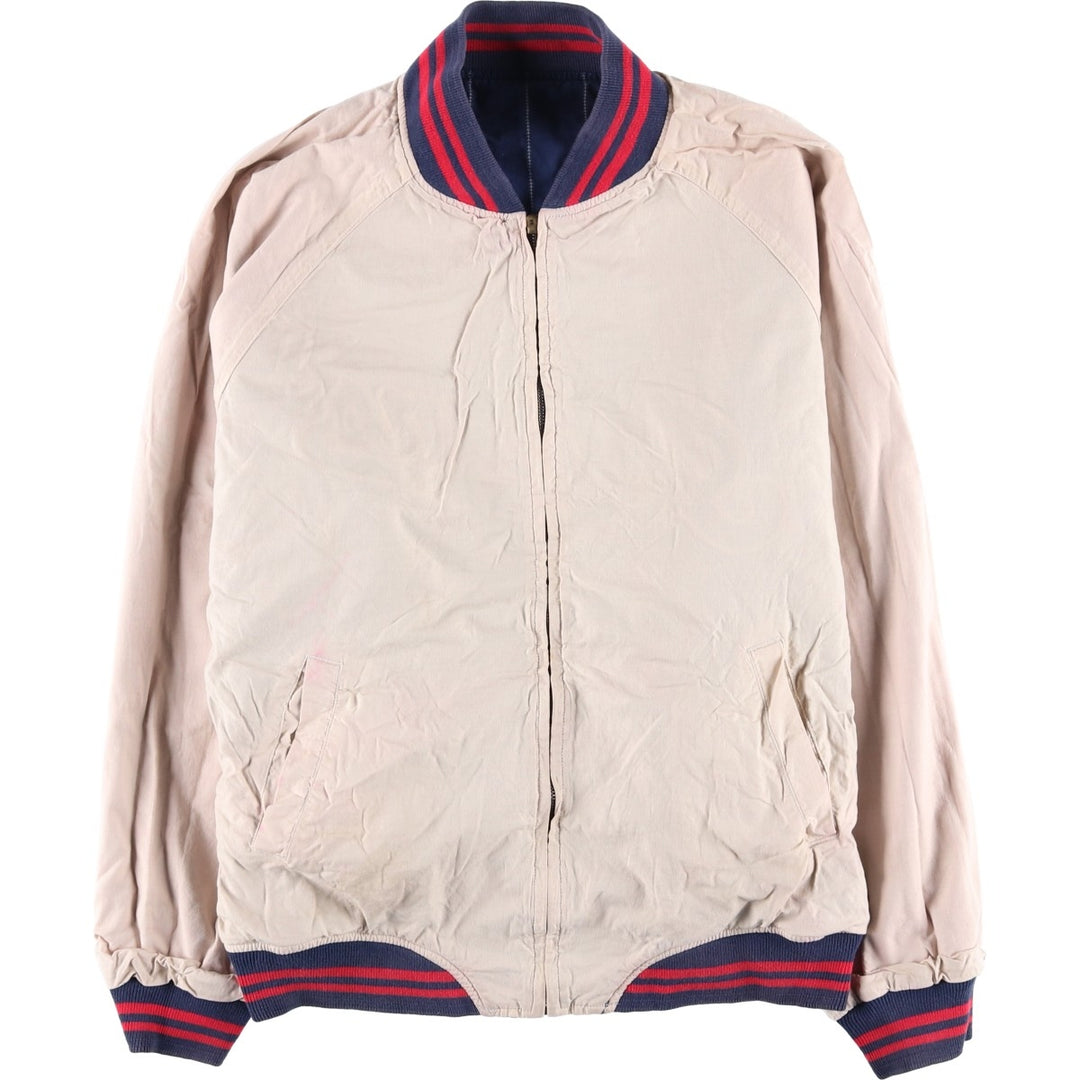 90'S MIRAGE MLB Cleveland Indians Stripe Pattern Reversible Cotton Stadium Jacket, Men's Size XXL Lamy navy blue type Vintage Second Hand