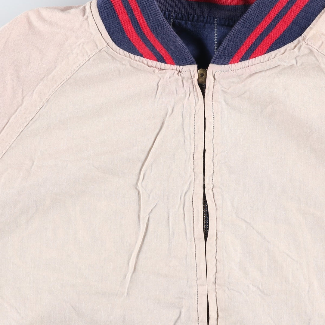 90'S MIRAGE MLB Cleveland Indians Stripe Pattern Reversible Cotton Stadium Jacket, Men's Size XXL Lamy navy blue type Vintage Second Hand