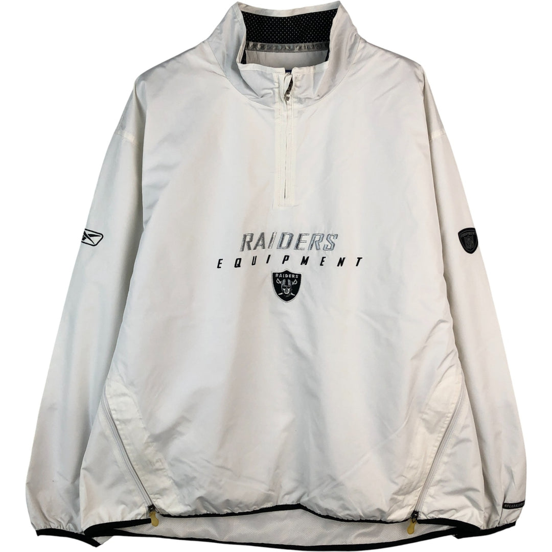 Reebok NFL LAS VEGAS RAIDERS Half-Zip Warm-Up Pullover, Men's XL polyester white type Vintage Second Hand