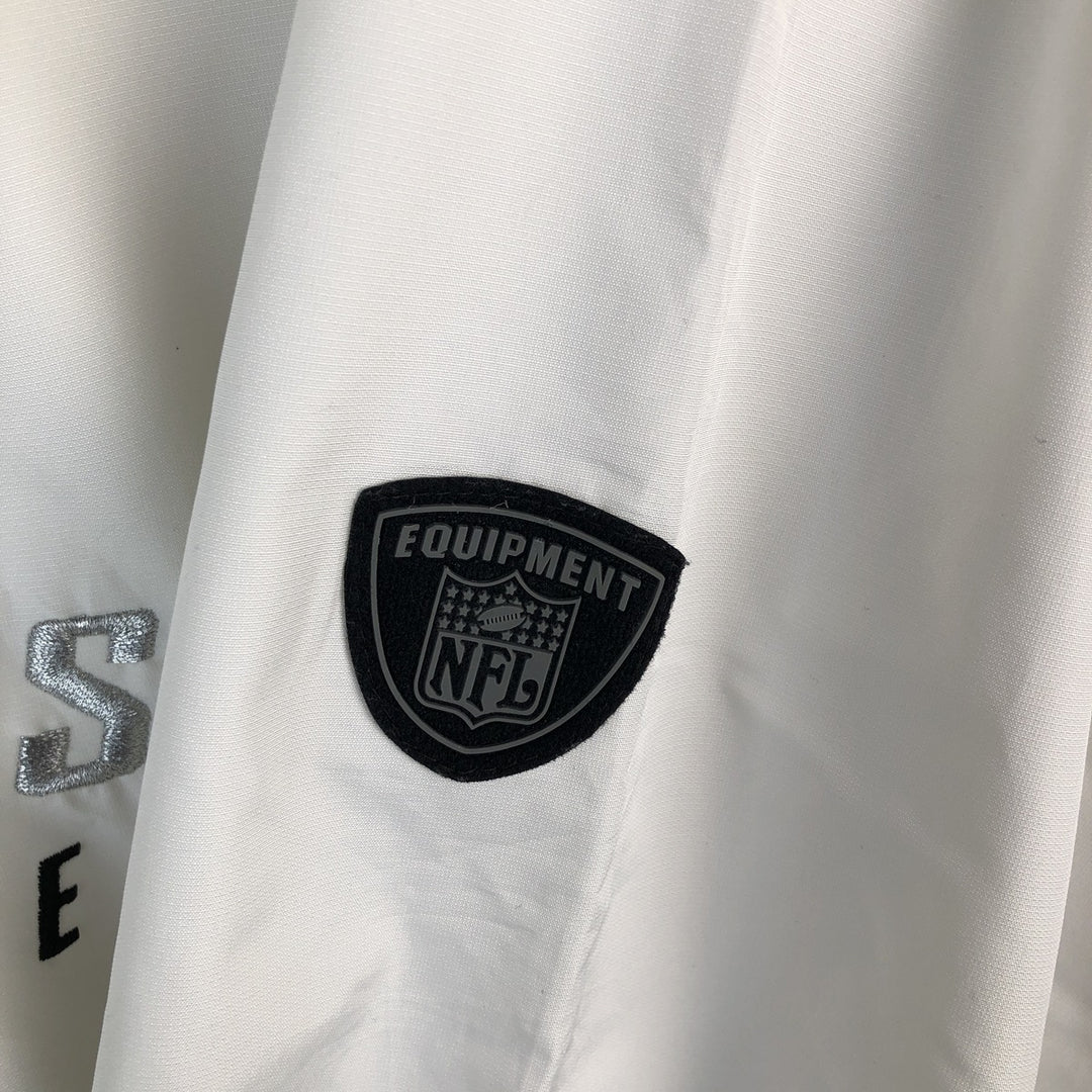 Reebok NFL LAS VEGAS RAIDERS Half-Zip Warm-Up Pullover, Men's XL polyester white type Vintage Second Hand