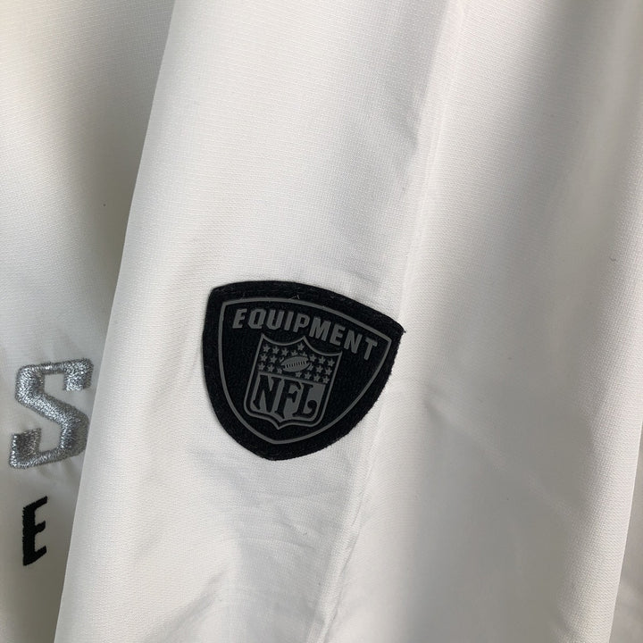Reebok NFL LAS VEGAS RAIDERS Half-Zip Warm-Up Pullover, Men's XL polyester white type Vintage Second Hand