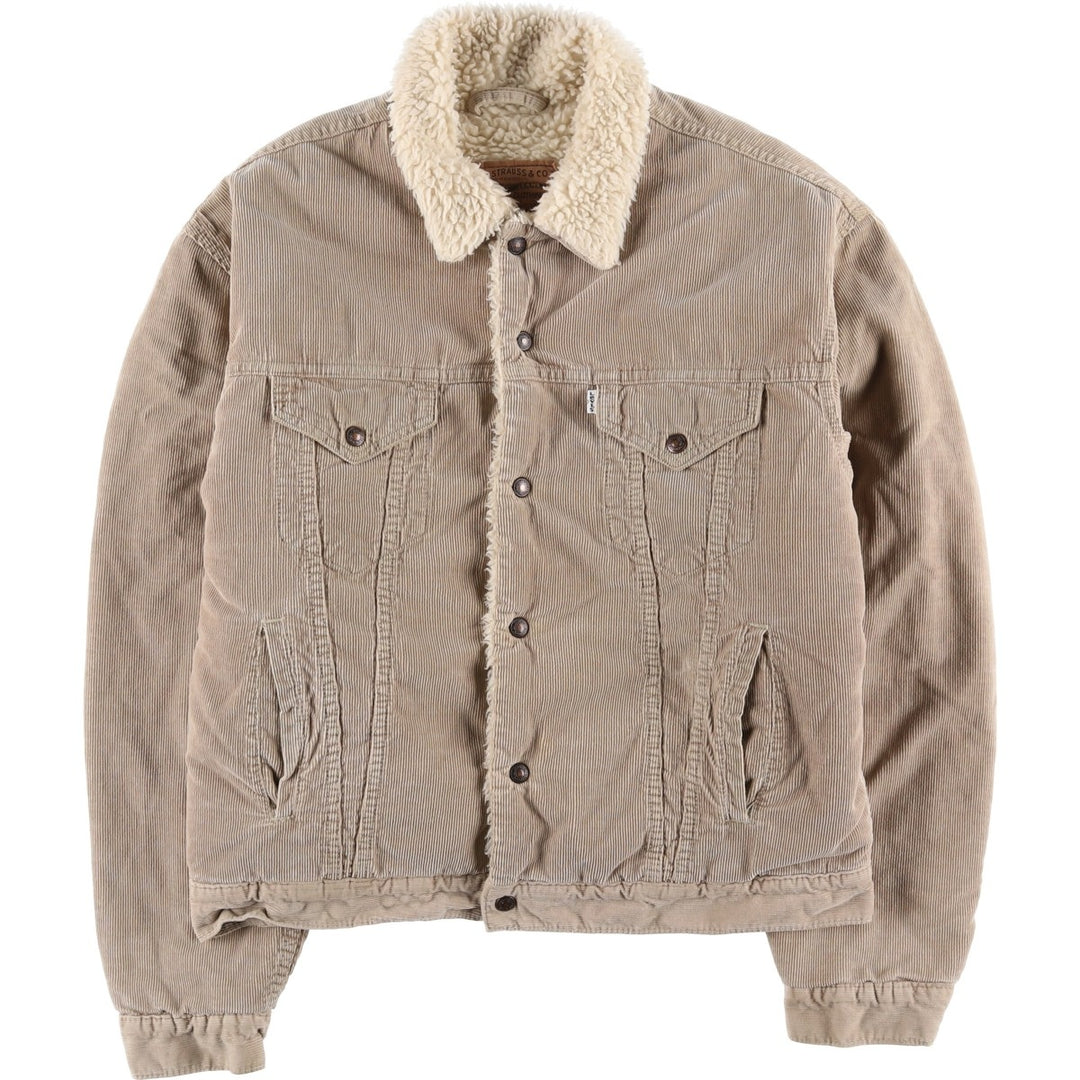 90'S Levi's 71500 Trucker Jacket, Corduroy and Fleece Jacket, Men's Size XL, Vintage cotton Beige type Vintage Second Hand