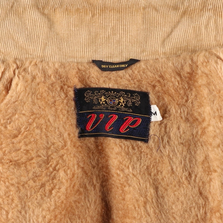 70'S VIP Corduroy Boa Jacket, Men's Size Medium, Vintage unclear Beige type Vintage Second Hand