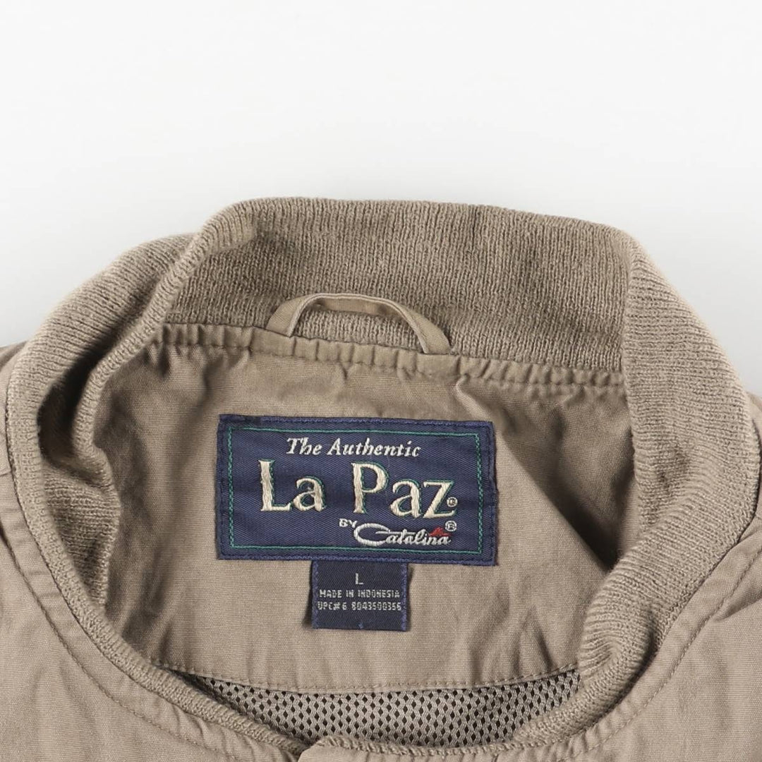 90'S Catalina La Paz Derby Jacket, Cup Shoulder, Men's Size L, Vintage cotton Khaki type brown Vintage Second Hand