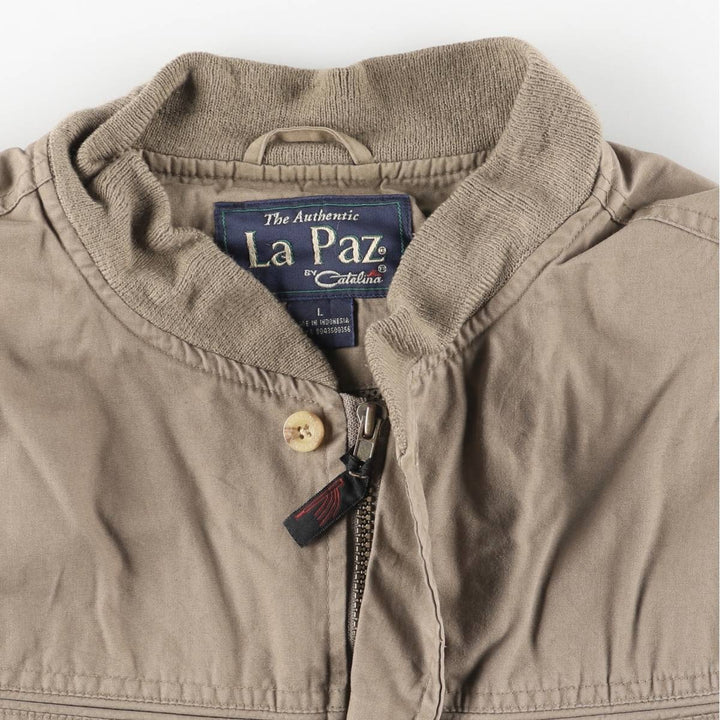 90'S Catalina La Paz Derby Jacket, Cup Shoulder, Men's Size L, Vintage cotton Khaki type brown Vintage Second Hand