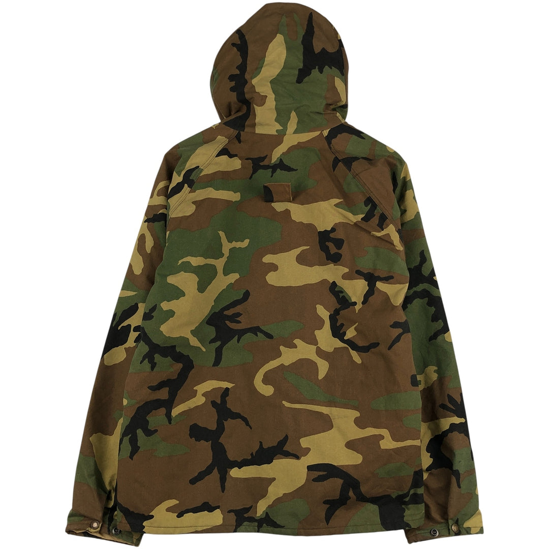 90'S Cabela's Gore-Tex Woodland Camo Padded Mountain Parka Shell Jacket, Made in USA, Men's Size Medium Nylon Khaki type Vintage Second Hand