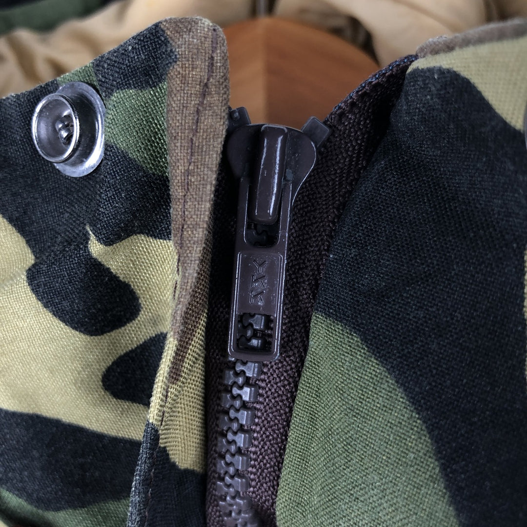 90'S Cabela's Gore-Tex Woodland Camo Padded Mountain Parka Shell Jacket, Made in USA, Men's Size Medium Nylon Khaki type Vintage Second Hand