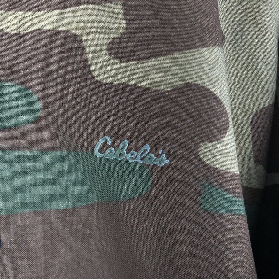 90'S Cabela's Gore-Tex Woodland Camo Padded Mountain Parka Shell Jacket, Made in USA, Men's Size Medium Nylon Khaki type Vintage Second Hand
