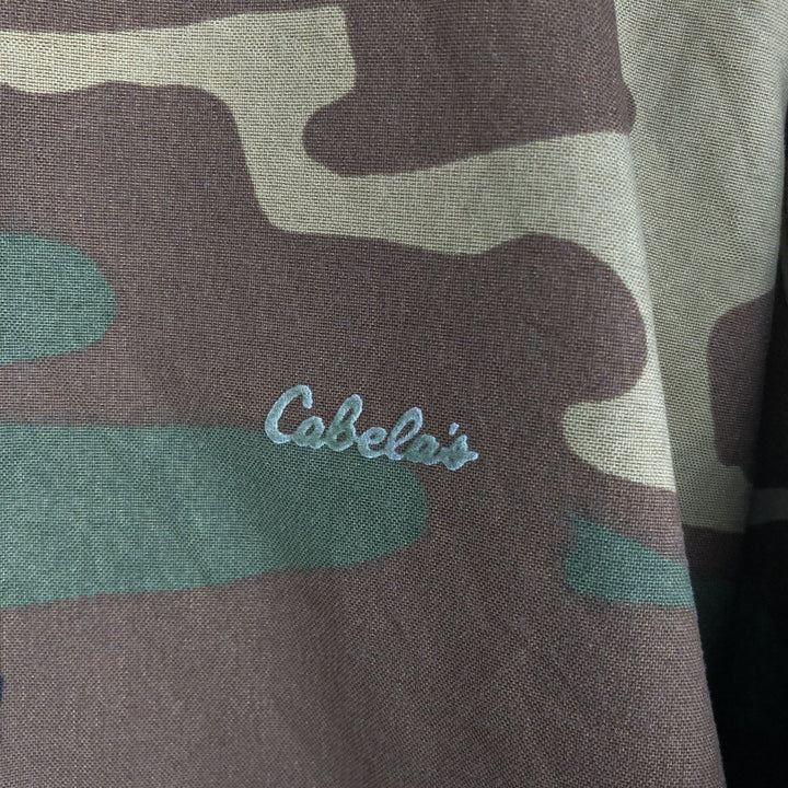 90'S Cabela's Gore-Tex Woodland Camo Padded Mountain Parka Shell Jacket, Made in USA, Men's Size Medium Nylon Khaki type Vintage Second Hand