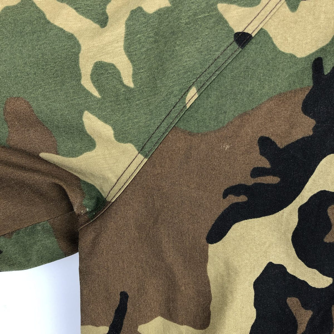 90'S Cabela's Gore-Tex Woodland Camo Padded Mountain Parka Shell Jacket, Made in USA, Men's Size Medium Nylon Khaki type Vintage Second Hand