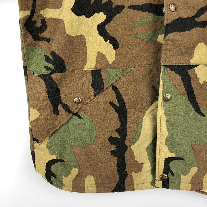 90'S Cabela's Gore-Tex Woodland Camo Padded Mountain Parka Shell Jacket, Made in USA, Men's Size Medium Nylon Khaki type Vintage Second Hand