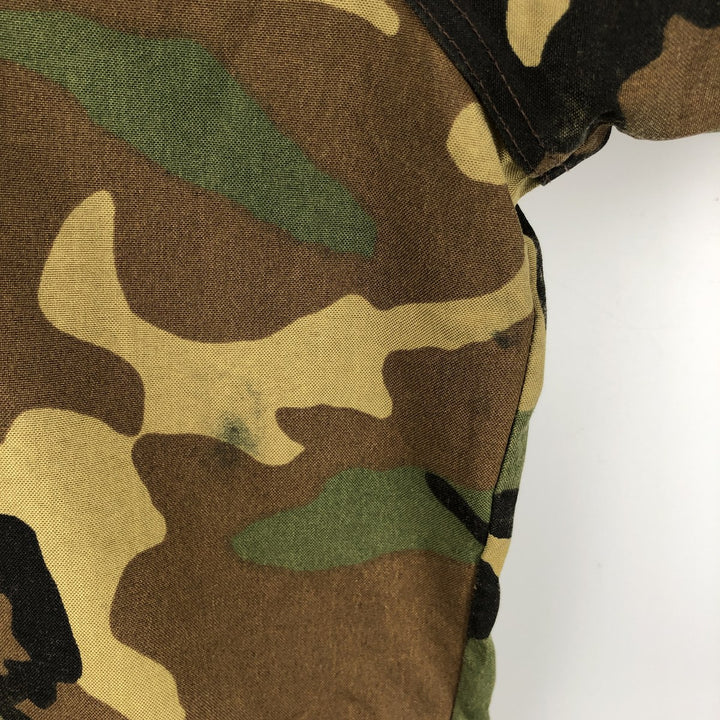 90'S Cabela's Gore-Tex Woodland Camo Padded Mountain Parka Shell Jacket, Made in USA, Men's Size Medium Nylon Khaki type Vintage Second Hand