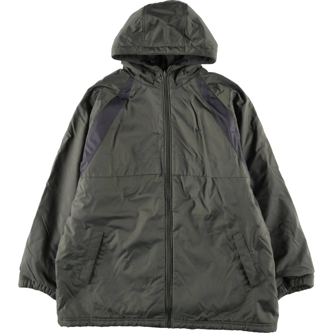 2000'S Nike Back Logo Reversible Fleece and Padded Puffer Jacket, Men's Size XL Nylon Khaki type Vintage Second Hand