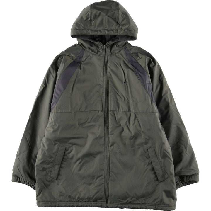 2000'S Nike Back Logo Reversible Fleece and Padded Puffer Jacket, Men's Size XL Nylon Khaki type Vintage Second Hand