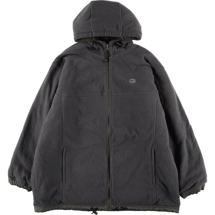 2000'S Nike Back Logo Reversible Fleece and Padded Puffer Jacket, Men's Size XL Nylon Khaki type Vintage Second Hand