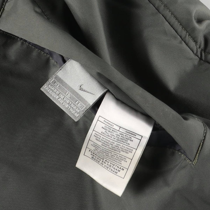 2000'S Nike Back Logo Reversible Fleece and Padded Puffer Jacket, Men's Size XL Nylon Khaki type Vintage Second Hand