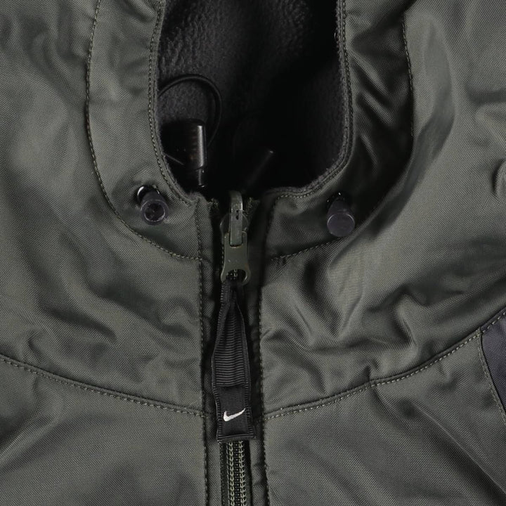 2000'S Nike Back Logo Reversible Fleece and Padded Puffer Jacket, Men's Size XL Nylon Khaki type Vintage Second Hand