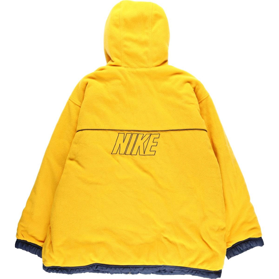2000'S Nike Reversible Back Logo Fleece and Padded Puffer Jacket, Men's Size XL Nylon navy blue type Vintage Second Hand