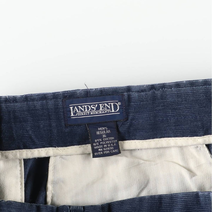 80s-90'S Lands' End corduroy pants, made in USA, men's size W34 equivalent, vintage. cotton navy blue type Vintage Second Hand