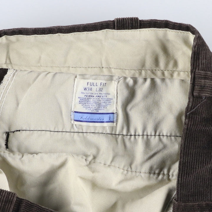 Vintage 80s-90'S Field Master Full Fit Corduroy Pants, Men's, Size 33 (approx.) cotton brown type Vintage Second Hand