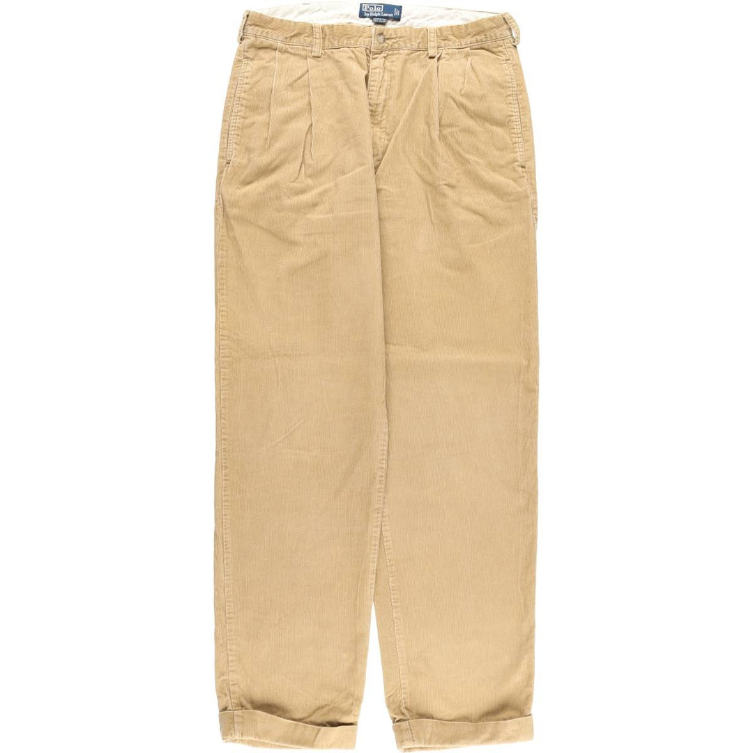 Ralph Lauren POLO by Ralph Lauren HAMMOND PANT, two-pleat corduroy pants, men's size W33. cotton Beige type Vintage Second Hand