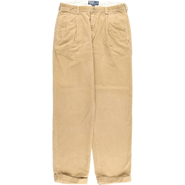 Ralph Lauren POLO by Ralph Lauren HAMMOND PANT, two-pleat corduroy pants, men's size W33. cotton Beige type Vintage Second Hand