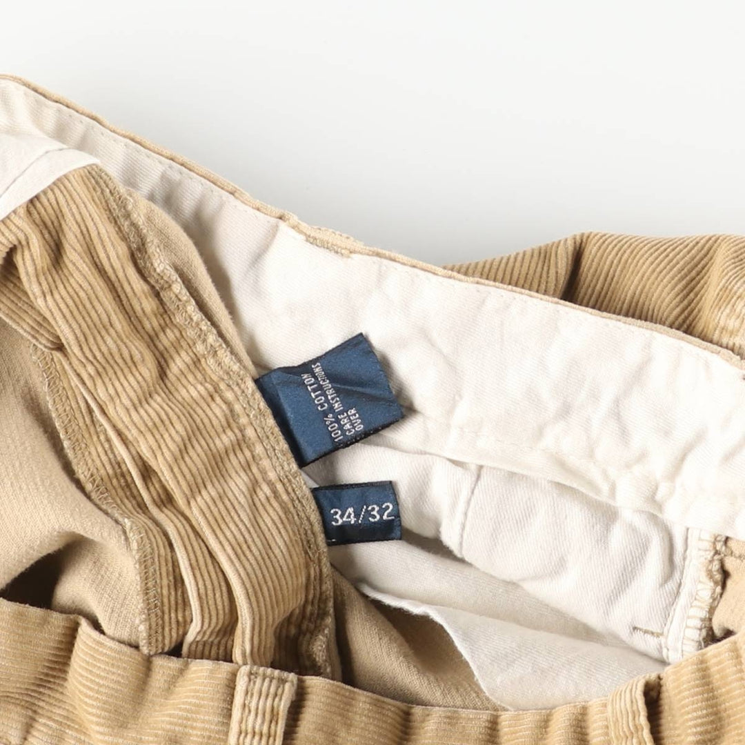 Ralph Lauren POLO by Ralph Lauren HAMMOND PANT, two-pleat corduroy pants, men's size W33. cotton Beige type Vintage Second Hand