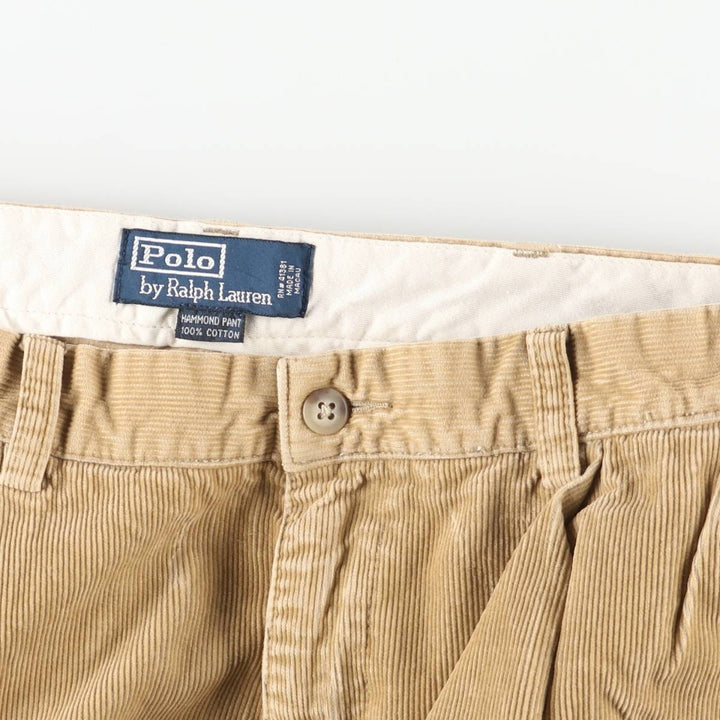Ralph Lauren POLO by Ralph Lauren HAMMOND PANT, two-pleat corduroy pants, men's size W33. cotton Beige type Vintage Second Hand